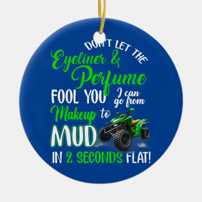 ATV Quad Bike Riding Girl für das ganze Terrain Vi Keramik Ornament (Vorne)