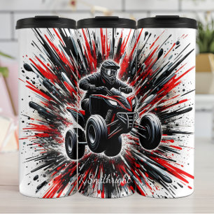ATV Rider Explosive Abstrakte Kunst Thermosbecher