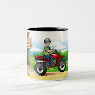 ATV Rider - Männlicher Cartoon von PrintedPerfecti Zweifarbige Tasse