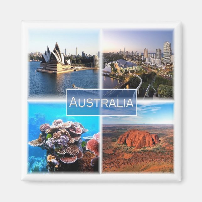 AU015 AUSTRALIEN, Mosaik, Ozeanien, Kühlschrank Magnet (Vorne)