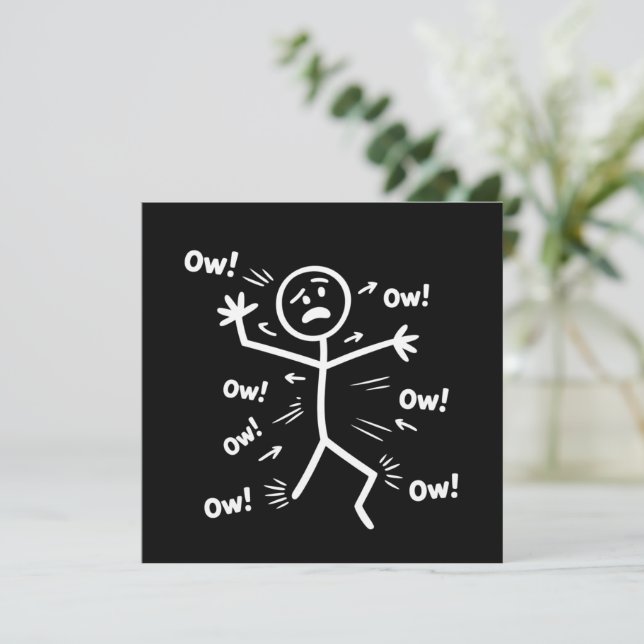 Au Au Au Comedy-Stick-Figur Lustiger Chronischer S Einladung (Stehend Vorderseite)