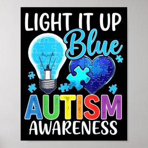 Au-Aufklärungs-Glühbirne leuchtet blau Poster