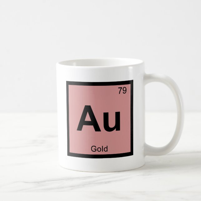 Au - Goldchemie-Periodensystem-Symbol Kaffeetasse (Rechts)