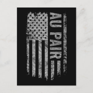 Au Pair USA Flag Distressed Design Postkarte