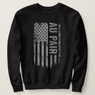 Au Pair USA Flag Distressed Design Sweatshirt
