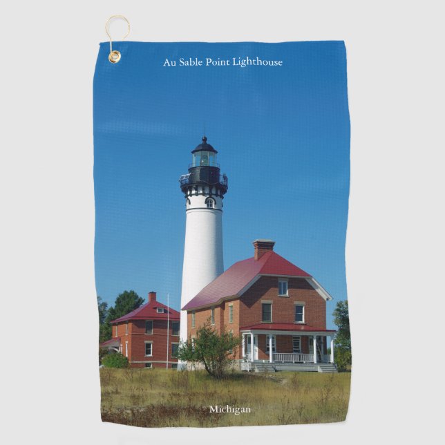 Au Sable Point Lighthouse Golf Handtuch (Vorderseite)