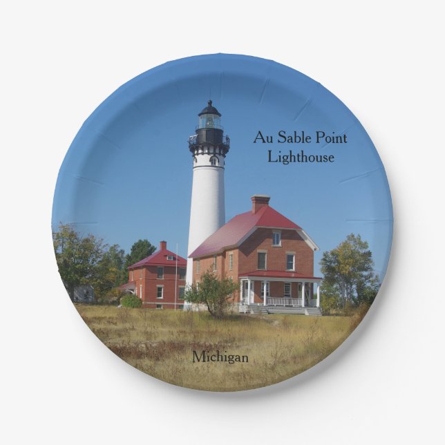 Au Sable Point Lighthouse Papierplatte Pappteller (Vorderseite)
