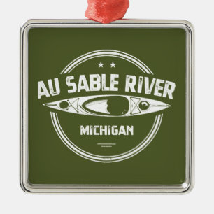 Au Sable River Michigan Kayaking Ornament Aus Metall