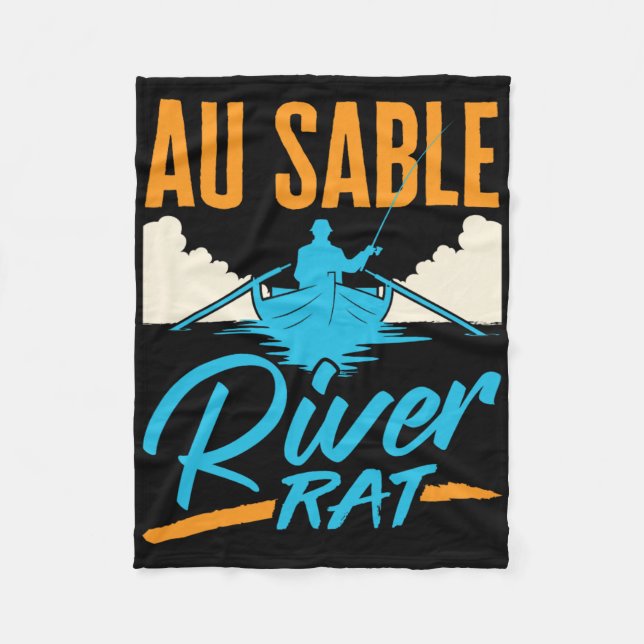 Au Sable River Rat Flößen Kanufahren Angeln Bootfa Fleecedecke (Vorderseite)