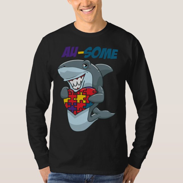 Au Some Shark Awesome Autistic Puzzle Autism Aware T-Shirt (Vorderseite)