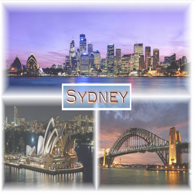 AU Sydney by Night - Opernhaus - Bour Bridge Aufkleber (Vorderseite)