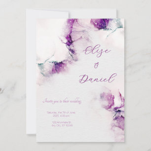 Aubergine-Alkohol-Tinte-Blumen-Hochzeitseinladung Einladung