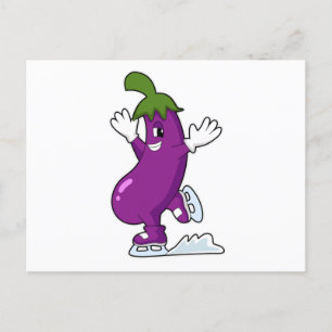 Aubergine beim Eislaufen mit Schlittschuhen Postkarte
