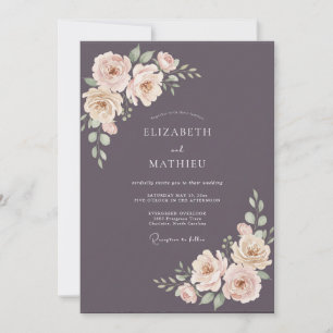 Aubergine Dramatische Winterhochzeit Einladung