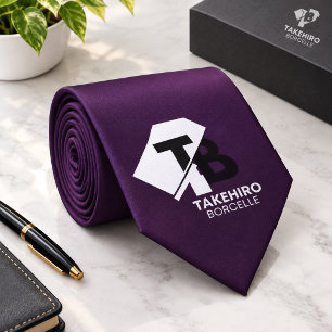 Aubergine Elegantes Monogramm+Name einseitiger Krawatte