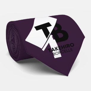 Aubergine Elegantes Monogramm+Name einseitiger Krawatte