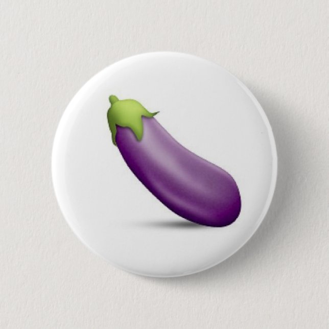 Aubergine Emoji Knopf Button (Vorderseite)