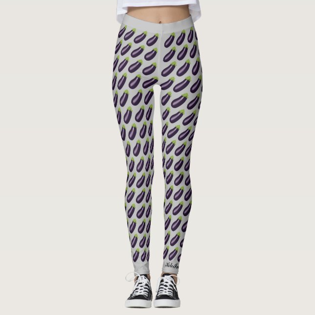 Aubergine Emoji Leggings (Vorderseite)