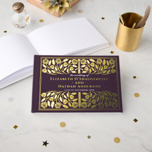 Aubergine Fantasy Royal Mittelalterliches Schwert  Gästebuch