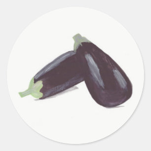 Aubergine Gemüse Wasserfarbe Essen Koch Küche Runder Aufkleber
