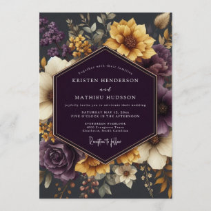 Aubergine Goldene Hochzeit Einladung