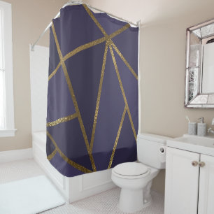 Aubergine Lila Gold Bronze Geometrisch Glam Chic Duschvorhang