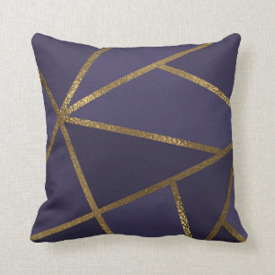 Aubergine Lila Gold Bronze Geometrisch Glam Chic Kissen