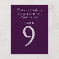 Aubergine Lila Silber Hochzeit Tisch Nummer 9 Kart