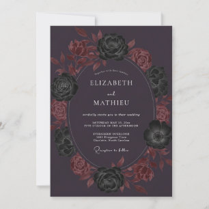 Aubergine Mysterious Victorian Hochzeit Einladung