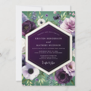 Aubergine Reiche Botanische Hochzeit Einladung