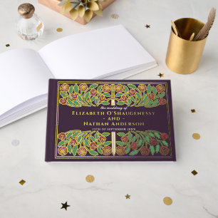 Aubergine Royal Mittelalterliche Blumen-Schwert-Ho Gästebuch
