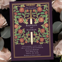 Aubergine-Schwert-Blumen-Mittelalter-Fantasy-Hochz