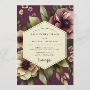 Aubergine Sovereign Bloom Hochzeit Einladung