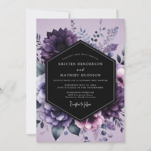 Aubergine Twilight Bloom Hochzeit Einladung