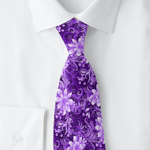 Auberginen-Blumen-Batik Krawatte