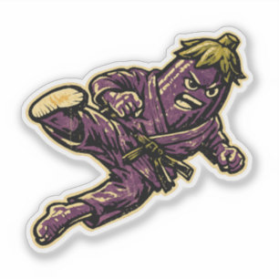 Auberginen-Judoka — Vintage Retro Street Fighter  Aufkleber