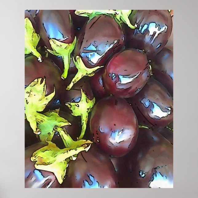 Auberginen Kontur Kunst, Dichtung und Musik Poster (Vorne)