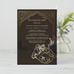Auberginen-Masquerade Elegante Goldene Firmen-Gala Einladung