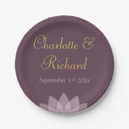 Auberginen-Pflaume und erröten rosa Hochzeit Pappteller