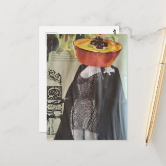Auberginen-Ramekin-Kopf Mode-Dame Surrealer Collag Postkarte
