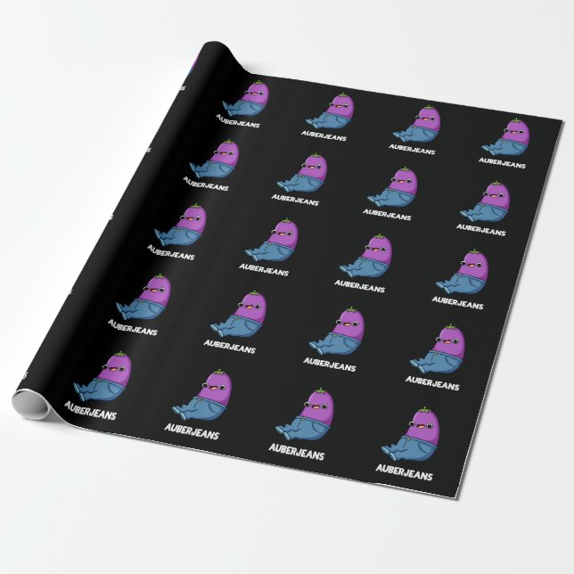 Auberjeans Funny Eggplant Pun Dark BG Geschenkpapier (Ungerollt)
