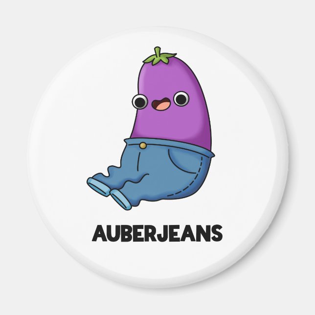 Auberjeans Funny Eggplant Pun Magnet (Vorne)