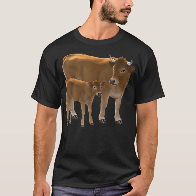 Aubrac oder Jersey Brown Cow Niedlich Calcium Rind T-Shirt (Vorderseite)