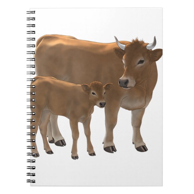 Aubrac oder Jersey Brown Cow & Niedlich Calf Cattl Notizblock (Vorderseite)