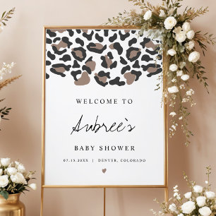 AUBREE Boho-Leoparden-Druck Baby-Shower-Willkommen Poster