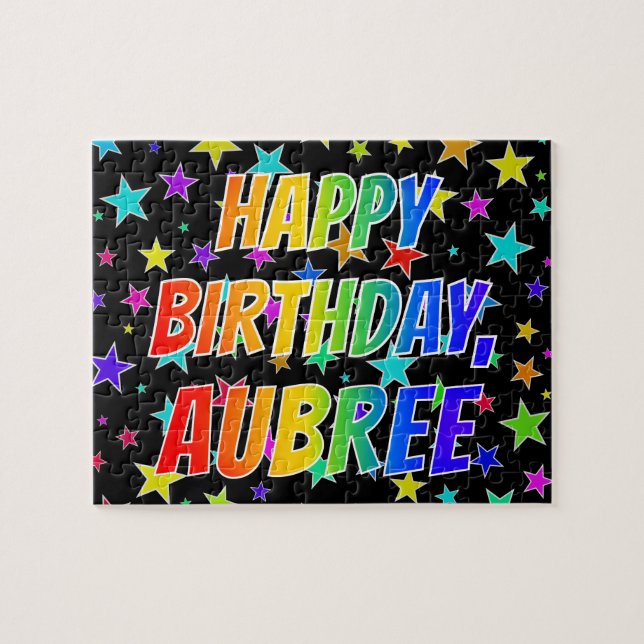 "AUBREE" Vorname, Spaß "GLÜCKLICHER GEBURTSTAG" Puzzle (Horizontal)