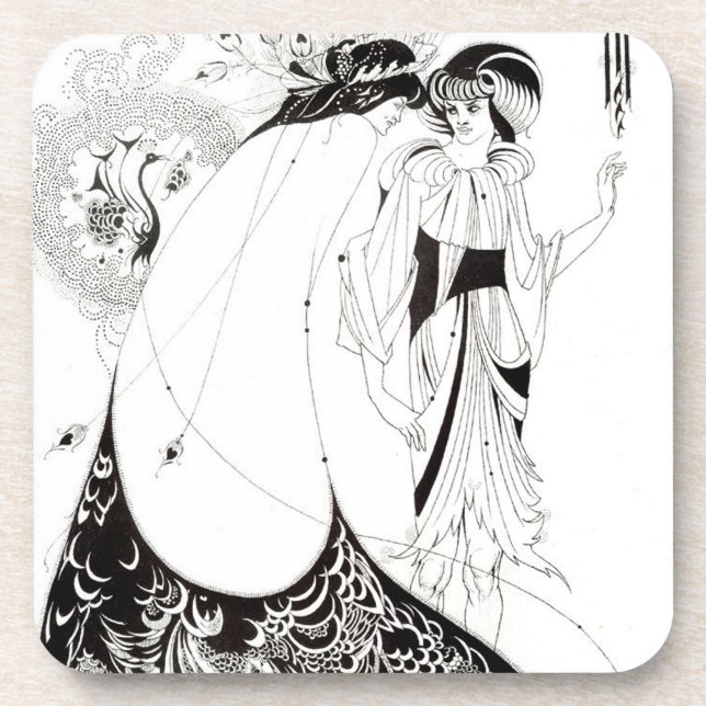 Aubrey Beardsley die Pfau-Rock-Untersetzer Getränkeuntersetzer (Vorderseite)