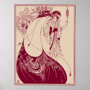 Aubrey Beardsley Pfau-Rock-Kastanienbraun Poster