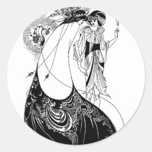 Aubrey Beardsley The Peacock Skirt Art Nouveau Runder Aufkleber