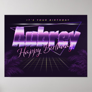 Aubrey Name Vorname lila retro Poster Geburtstag